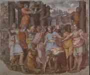 Perino Del Vaga Tarquinius Superbus Founds the Temple of Jove on the Capitol, from Palazzo Baldassini, now in the Uffizi, Florence oil painting